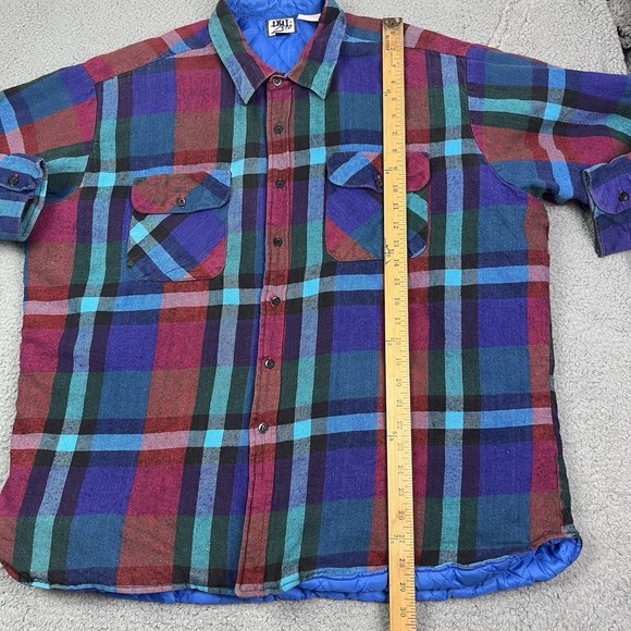 Vintage 90s Exit Zero Shacket Plaid Shirt Jacket Red Blue Green Button Up 3XL‎ - Picture 8 of 10